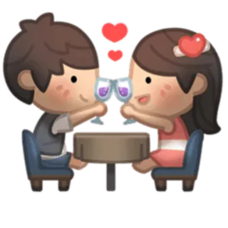 🍻 koppel, liefde, date, romantisch, cartoon, feest, toast, hart telegram sticker