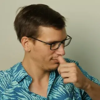🤧 man, portrait, casual, glasses, thumb up telegram sticker