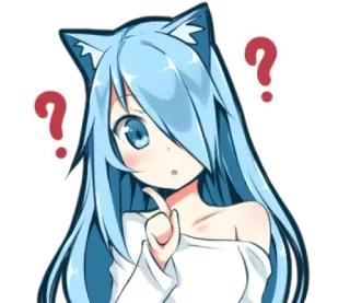 ❓ Ragazza anime, Punto interrogativo, Cartone animato, Confuso/a, Carino/a, Kawaii telegram sticker