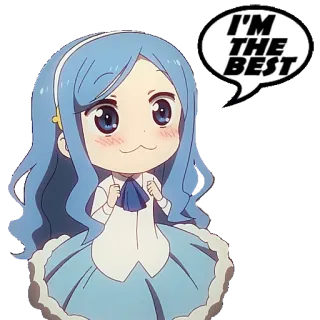 🥇 I'M THE BEST Animé, Dessin animé, Chibi, Fille, cheveux bleus, mignon whatsapp sticker