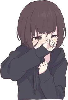 😢 anime, cô gái, khóc, kawaii, buồn, dễ thương telegram sticker