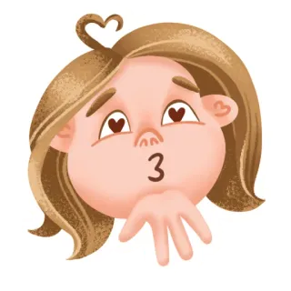 😘 3 beso, chica, amor, dibujos animados, corazón telegram sticker