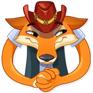 😈 fuchs, tier, cartoon, cowboy, hut, aufkleber whatsapp sticker