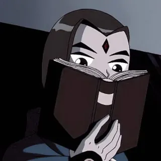 😶 Raven Teen Titans Raven, Teen Titans, Cartone animato, Lettura, Libro telegram sticker