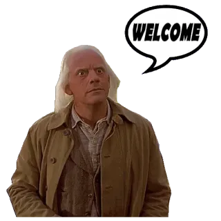 👆 Doc Brown Back to the Future WELCOME doc brown, back to the future, welcome, movie telegram sticker