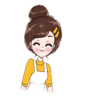 😀 Desenho animado, Mulher, Avental, Bonito, Sorrindo, Morena telegram sticker
