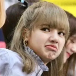 😖 Lisa woman, blond hair, expression, kpop, singer, celebrity telegram sticker