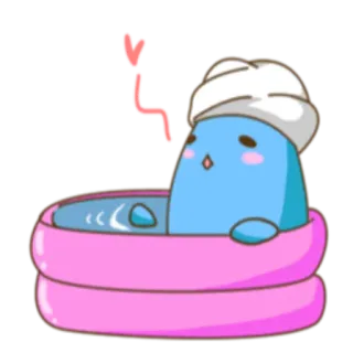 🛁 imut, binatang, santai, bak mandi, kartun, kawaii whatsapp sticker