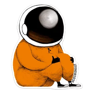 😕 OCOSOMONAUT astronaut, space, outer space, helmet, suit, illustration whatsapp sticker