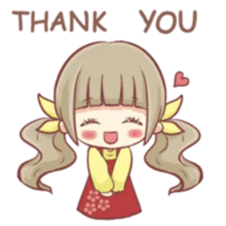 🙏 THANK YOU спасибо, милый, девушка, мультфильм, каваи telegram sticker