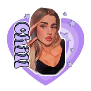 😌 Chill расслабленный, спокойный, умиротворенный, портрет, женщина, наклейка telegram sticker
