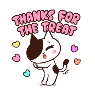 🙏 Thanks for the treat gatto, dolcetto, grazie, cuore, carino, animale whatsapp sticker