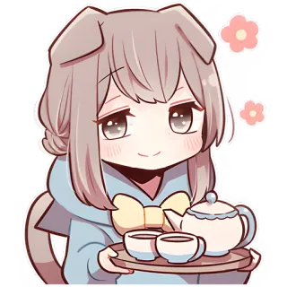 ☕ 动漫, 狗, 可爱, 茶, 卡通 whatsapp sticker
