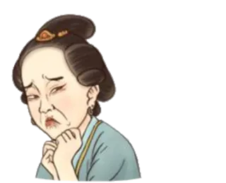 😒 triste, piangere, turbato, angosciato, donna, tradizionale, vintage whatsapp sticker
