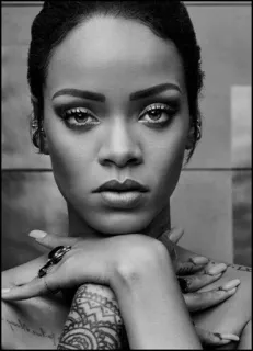 🔗 Rihanna Rihanna, cantora, celebridade, preto e branco, retrato telegram sticker