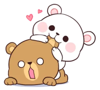 🐵 oso, lindo, dibujos animados, corazones, animales, kawaii telegram sticker
