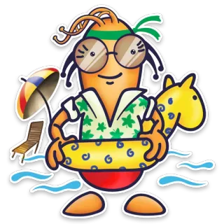 ✈ การ์ตูน, ฤดูร้อน, ชายหาด, วันหยุด, ท่องเที่ยว, ตลก telegram sticker
