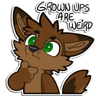 🤔 GROWN UPS ARE WEIRD furry, cute, thoughtful, thinking, animal, fox, cartoon, expression telegram sticker