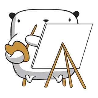 🖼️ Bär, Künstler, Gemälde, Leinwand, niedlich, Kunst, Cartoon telegram sticker
