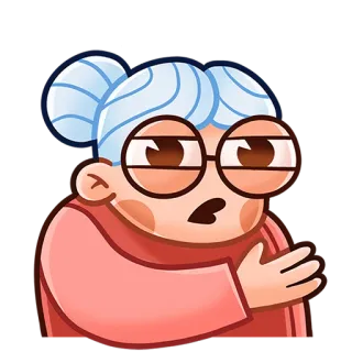 😒 cartone animato, nonna, anziana, occhiali, scioccato/a, confuso/a whatsapp sticker