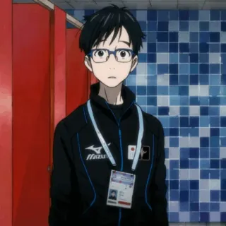 ⛈ Yuri Katsuki Yuri on Ice Аниме, Фигурное катание, Yuri on Ice, Юрий Кацуки, Персонаж, Очки telegram sticker