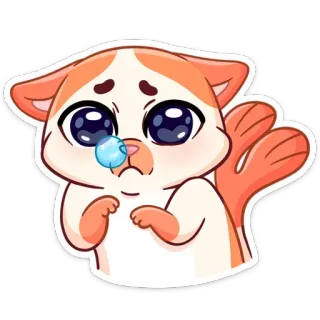 😪 Katze, süß, kawaii, traurig, verärgert, Träne, Aufkleber telegram sticker