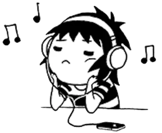🎧 musik, headphone, kartun, mendengarkan, imut telegram sticker