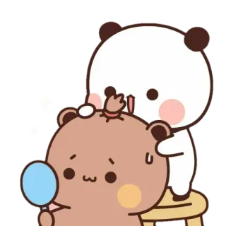🧸 ours, panda, mignon, amour, couple, dessin animé whatsapp sticker