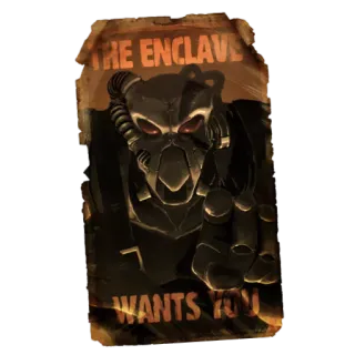 👇 Fallout THE ENCLAVE WANTS YOU fallout, enclave, video game, post-apocalyptic, power armor, recruitment, warfare telegram sticker