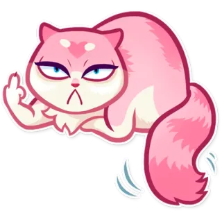 🖕 gato, dedo corazón, grosero, rosa, animal, pegatina telegram sticker