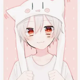🎟 Anime, Anak laki-laki, Lucu, Kartun, Kawaii, Topi kucing telegram sticker