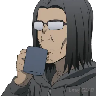 ☕ Anime, Mann, Trinken, Kaffee, Brille, Charakter telegram sticker