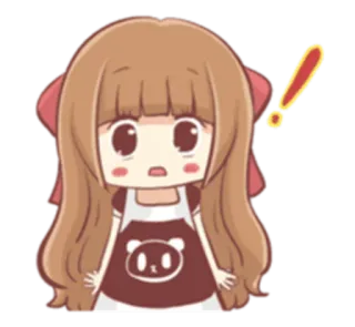 ❗ Anime Mädchen, Cartoon, Kawaii, Niedlich, Ausrufezeichen, Bär telegram sticker