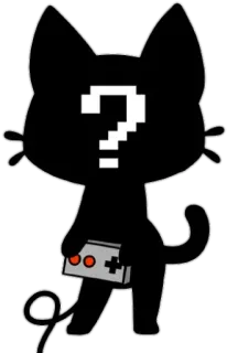❓ gato, ponto de interrogação, gaming, controle, pixel art, silhueta telegram sticker