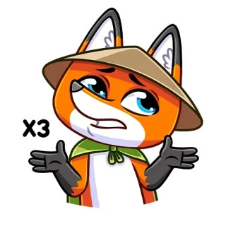 🤷‍♀️ X3 zorro, dibujos animados, animal, confundido, sombrero, lindo, pegatina whatsapp sticker