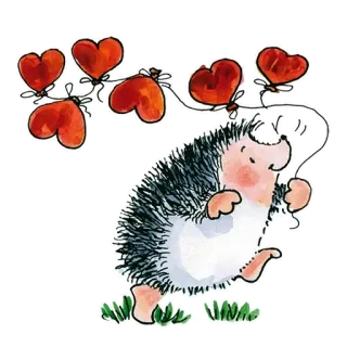 ❤️ hérisson, coeurs, ballons, amour, mignon, animal, illustration telegram sticker