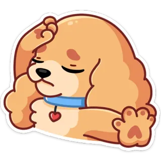 😒 Hund, süß, traurig, Cartoon, Aufkleber, Welpe, Emoticon, Kopfschmerzen telegram sticker