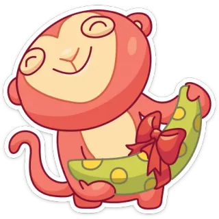 🎁 małpa, banan, kreskówka, zwierzę, prezent, słodki whatsapp sticker