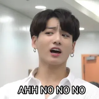 😄 AHH NO NO NO 아니요, kpop, 정국, 반응, 웃긴 telegram sticker