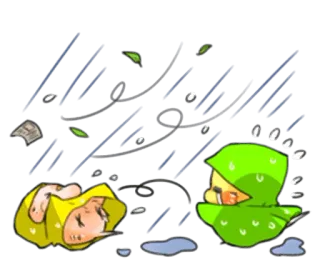 😣 pluie, mignon, dessin animé, météo, triste, personnages telegram sticker