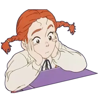 😕 cartoon, anime, girl, worried, pensive, thoughtful telegram sticker