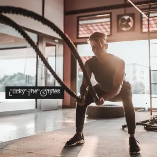 🏋‍♀ “Lucky” the Styles fitness, ejercicio, gimnasio, atleta, entrenamiento, cuerdas de batalla, hombre whatsapp sticker