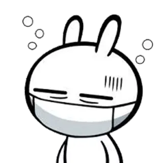 😷 Dibujo animado, Conejo, Máscara, Enfermo, Agotado, Blanco, Animal, Personaje telegram sticker
