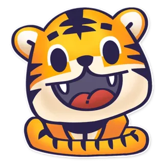 😃 tigre, animal, fofo, desenho animado, adesivo, alegre, mamífero telegram sticker