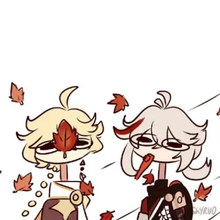 🐾 Kazuha Genshin Impact Anime, Kawaii, Mangá, Genshin Impact, Kazuha, Outono, Folhas telegram sticker