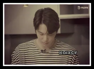 😔 KAIXCY person, male, striped shirt, indoor, korean, man telegram sticker