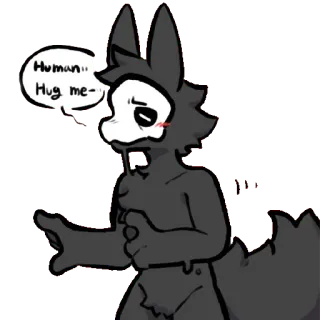 🖤 Human... Hug me- Furry, Anthro, Látex, Animal, Criatura, Monstro telegram sticker