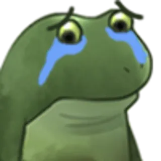 😥 triste, rana, llorando, meme, dibujos animados whatsapp sticker
