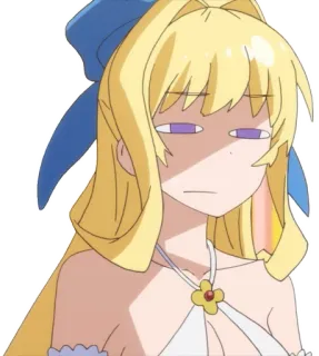 😑 anime girl, cartoon, blonde, bored, expressionless, blank, character telegram sticker
