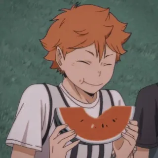 🧡 Hinata Shoyo Haikyuu!! อนิเมะ, ไฮคิว, ฮินาตะ โชโย, แตงโม, น่ารัก, ยิ้ม, ผมสีส้ม whatsapp sticker